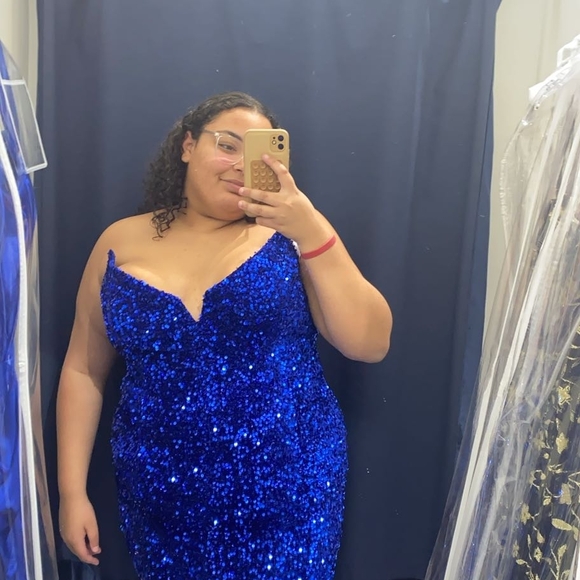Plus-Size Sequin Mermaid Gown - Royal Blue - Picture 2 of 3